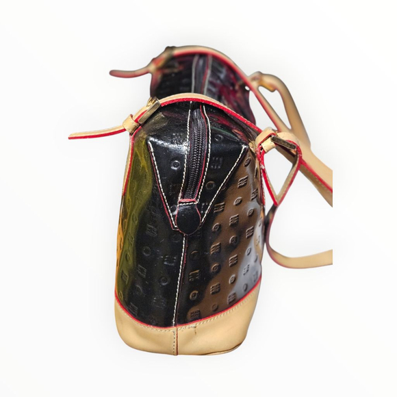 Arcadia Black & Beige Patent Leather Shoulder Bag One Size - Picture 7 of 13